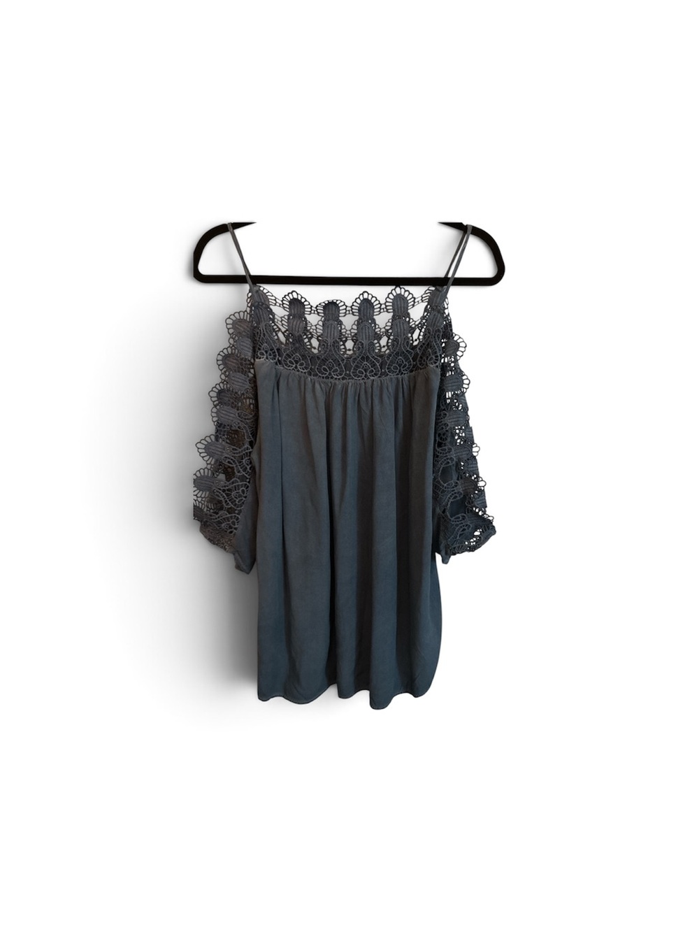 SHEIN Charcoal Lace-Trim Cold Shoulder Camisole